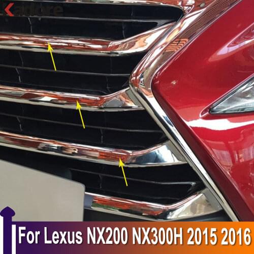 For Lexus NX200 NX300H 2015 2016 Chrome Car Front Grille Cover Trim Molding Insert Garnish Protector Sticker car accessories
