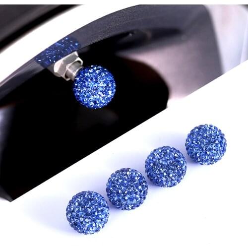 4 Pcs Car Wheel Valve Caps Tyre Rim Stem Covers Airdust Waterproof For Automobiles Motorcycles Trucks Bikes Diamond-Studded