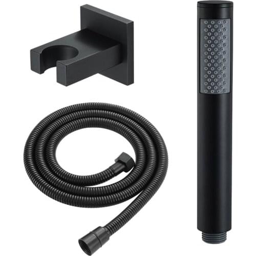 Round Hand-Held Pressurized Brass Shower Head With 1.5M Stainless Steel Shower Hose And Brass Holder