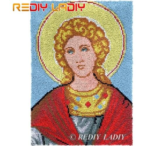 Latch Hook Kits DIY Carpet Rug Saint Lady Icon Plush Tapestry Kits Crochet Floor Mat Chunky Yarn Cushion Arts & Crafts 61*88cm
