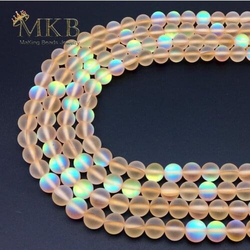 A+ Matte Apricot Glitter Austria Crystal Beads Frost Moonstone Round Beads For Jewelry Making 6 8 10 12mm Diy Bracelet Wholesale