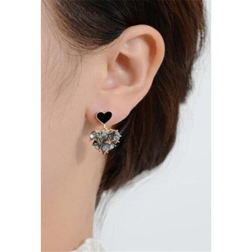 Sweet Temperament Lady Heart Earrings Party Female Crystal Drop Earrings Fashion Womens Jewelry