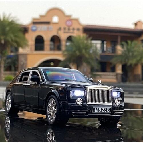 1:24 Diecast Alloy Car Model Rolls Royce Phantom Metal Toy Car Wheels Simulation Sound Light Pull Back Car Collection Kids Gift