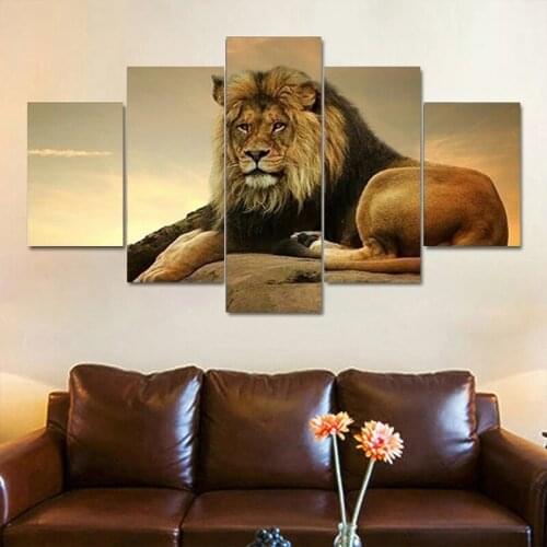 2021 New 5PCS Animal Poster Modular HD Picture Printing Lion Art Painting Wall Living Room Corridor Home Decoration Poster