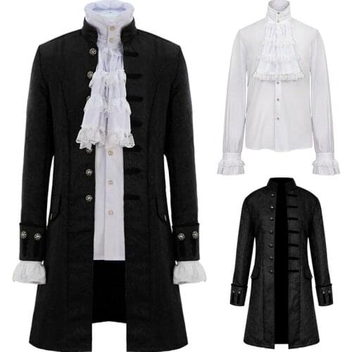 Mens Steampunk Medieval Jacket Pirate Viking Renaissance Costume Formal Tailcoat Gothic Victorian Halloween Tuxedo Coats