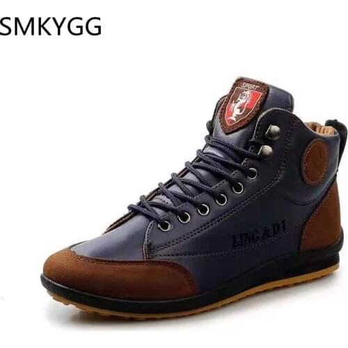 Mens Boots Spring Autumn And Winter Shoes Large Size Casual High-Top Retro Leather Boots Non-Slip Sneakers Fashion Martin Boots