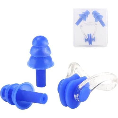 5 Colors Soft Silicone Swimming Set Waterproof Nose Clip + Ear Plug Earplug Useful