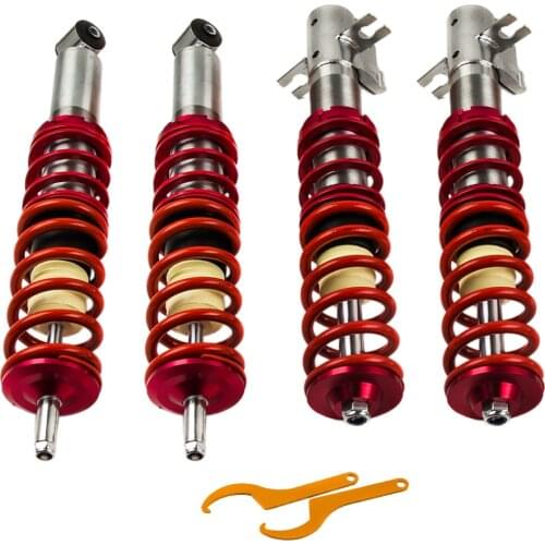 Front Rear Coilovers For VW Golf Mk1 Cabrio Rabbit Height Adjustable Suspension Lowering Coil Springs Shock absorber Red