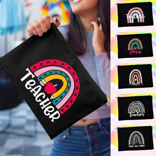 Rainbow Teacher Makeup Bags Travel Cosmetic Case Female Toiletries Storage Pouch Ladies Beauty Organizer Pencil Bag Best Gifts