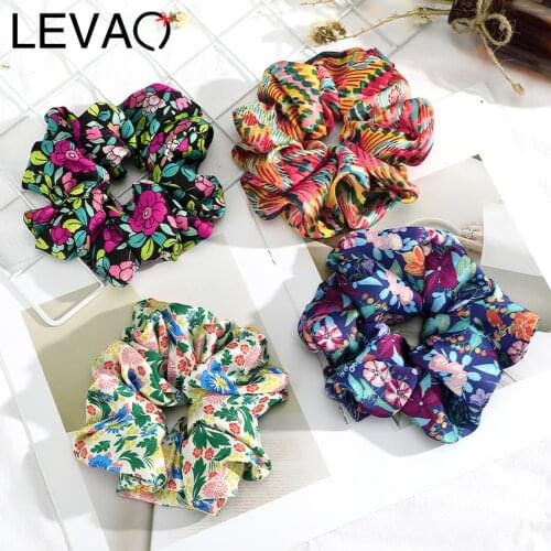 Levao New Printing Elastic Large Scrunchies For Women Hair Band Rope Elastic Hair Ring Ponytail Holder Hair Accessories