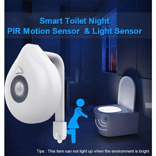 Toilet Seat Night Light Motion Sensor WC Light 8 Colors Changeable Lamp AAA Battery Powered Backlight for Toilet WC For Home led