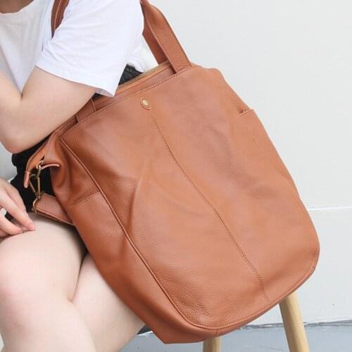 European and American retro soft cowhide leisure bag large capacity single shoulder crossbody bag head layer cowhide bag