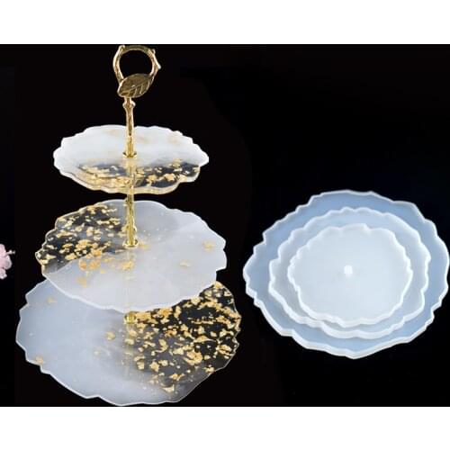DIY Three Tiered Tray Epoxy Resin Mold Silicone Coaster Mould Geode Moule Resine Desktop Decoration 3 Tier Molde Bandeja Flor