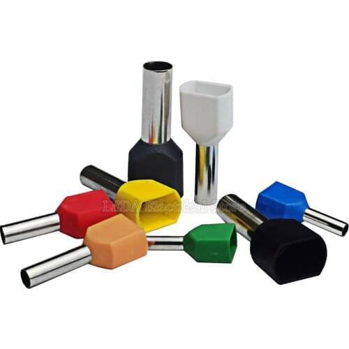 100PCS 1.5~16.0² TE1512 TE2510 TE2513 TE4012 ouble pipe cold pressed end double line tube shaped insulated tubular terminal