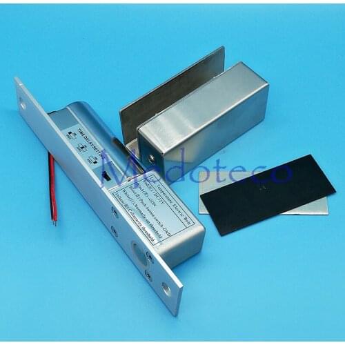 Low temperature Timer Electric Bolt Lock + Stainless Steel Clip Bracket Electric Mortise Lock for Glass Door Access Control