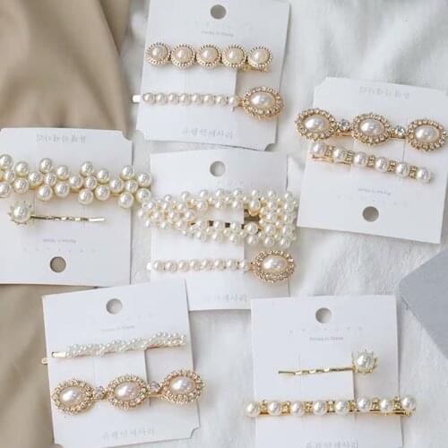 12 Style Hairpins For Women Fashion Jewelry Simulated Pearl Barrettes Gold Stick Korean Hair Accessories Wedding Hairgrip 2019