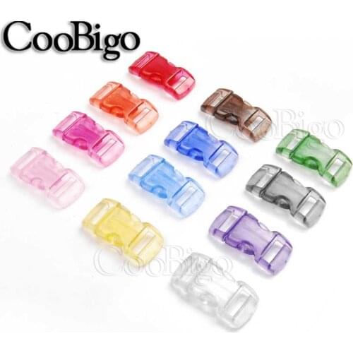 20pcs Colorful 3/8" Transparent Side Release Buckle Clear Frost Outdoor Backpack Strap Paracord 550 Bracelet Project Belt Kits