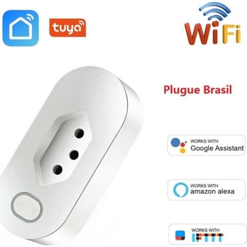 16A Brazil Standard WiFi Smart Plug with Power Monitor, Smart Life APP Smart Socket Voice Work for Google Home Alexa 4.8