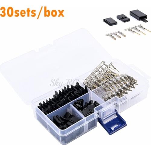 30 Sets/Box Servo Plug with Lock Male Female Connector Crimp Pin Kit Acce Compatible for Hitec Spektrum RC Parts