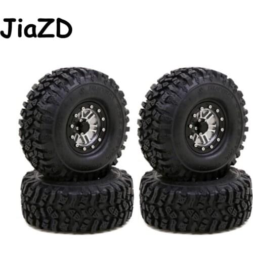 4PCS Metal 1.9 Beadlock Wheel Hub Rim & 120mm Tires for 1/10 RC Crawler Axial SCX10 90046 AXI03007 Traxxas TRX4 RedCat MST W09