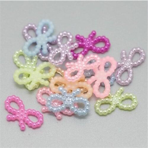 50 x Mixed Acrylic Pearl Imitation Butterfly Bow Embellishments for Craft Wedding Decoration Scrapbooking 19x 10mm AA7963