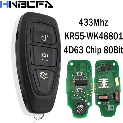 Car Remote Key For Ford Focus Fiesta Mondeo C-Max Kuga 2011 -2015 KR55WK48801 4D63 80Bit 433 FSK Key 3 Buttons