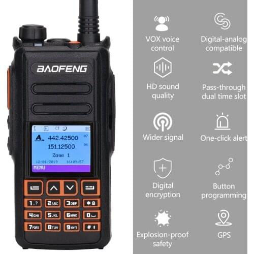 BaoFeng DM-X DMR GPS Digital Walkie Talkie VHF UHF Dual Dand 136-174 & 400-470MHz Dual Time Slot Ham Two Way Radio