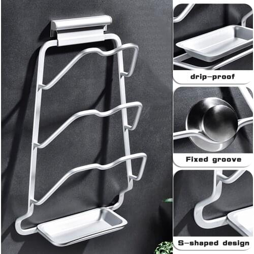 Behogar Kitchen Storage Rack Aluminum Alloy Punch-free Wall-mounted 3 Layer Storage Holder Kitchen Organizer