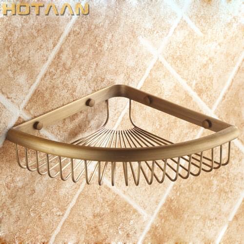 Free Shipping Wall Mounted Antique brass solid brass Bathroom Shower shampoo Shelf bathroom Basket Holder Fashion Double Layer
