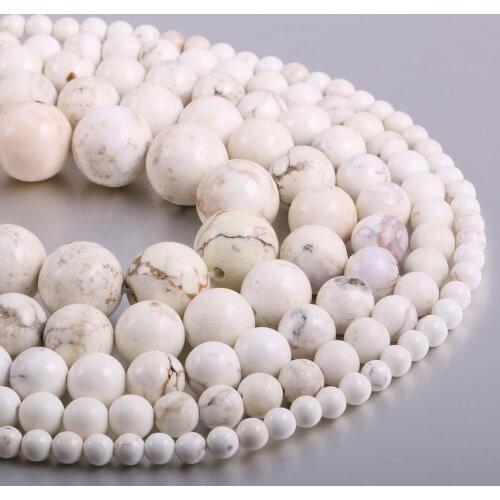 Natural Semi Precious Stone Beads White Turquoises DIY For Making Bracelet Necklace And Earrings 6/8/10mm 38cm For Sale