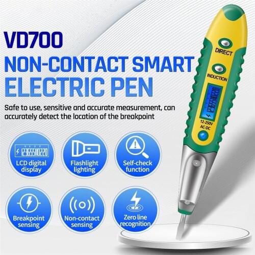 Digital Test Pencil Electrical Voltage Detector Pen AC/DC12-250V LCD Display Tester With LED Lamp For Electrician Tool Wholesale