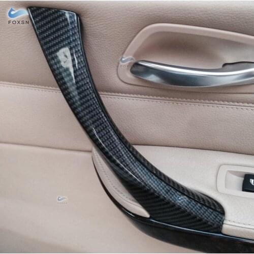 For BMW 3 Series E90 E91 325 330 318 Carbon Fiber Style Interior Door Handles / Door Panel Handle Pull Trim Cover