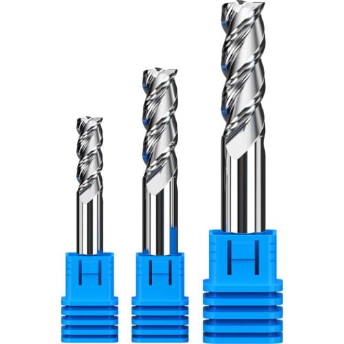 HUHAO 1PC 3 Flutes Solid Carbide End Mill for Aluminum CNC Milling Cutter HRC45 Tungsten Steel Router Bits For CNC Tool