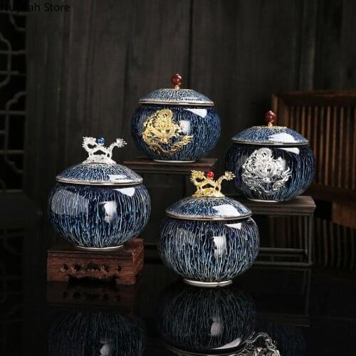 Ceramic Tea Cans Portable Storage Tea Cans Living Room Coffee Table Decoration Storage Box / Luxury Home Decoration Modern