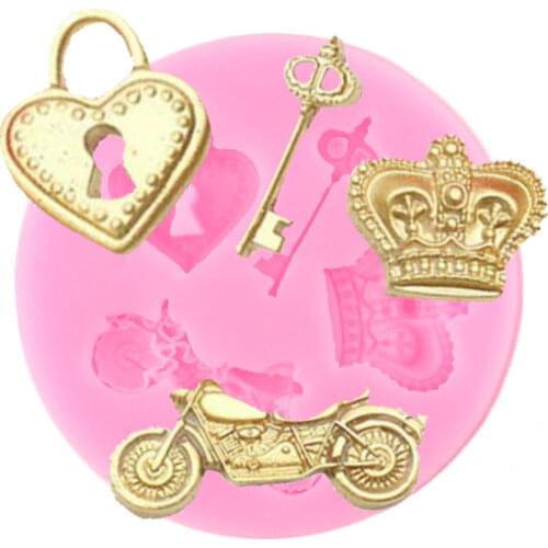 Motorcycle Key Silicone Mold Cupcake Topper Fondant Cake Decorating Tools Polymer Clay Candy Molds Chocolate Gumpaste Moulds