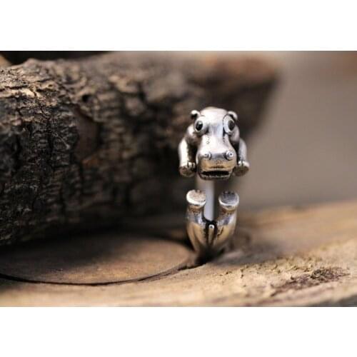 Wholesale Unique Trendy Retro Hippo Adjustable Ring High Quality Design Mens Animal Promise Rings Women Gift Overwatch Aros