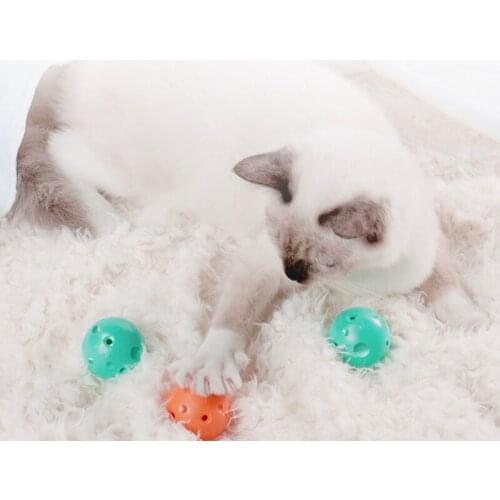 3pcs / set, Pet Cat Interactive Toy Catnip Play Ball Three Color Plastic Toy Ball Sports Training Small Bells Dog Balls
