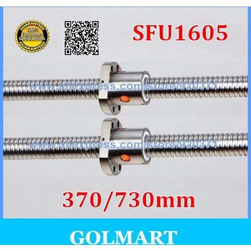 End Processed Ball Screw guide 1pcs RM1605 -L 370mm /L 730mm rolled ballscrew +2pcs 1605-3 Ballscrew nut
