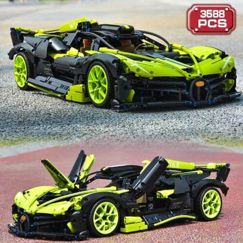 Technical MOC 3588pcs Racing Car Building Blocks Creator Green Super Sport Vehicle Diy Model Bricks Toys for Boys Festival Gifts