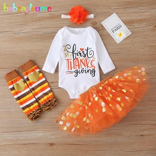 Baby Halloween Costume Newborn Outfits Long Sleeve Cotton Cartoon Cute Bodysuit+Skirt+Headband+Socks Infant Girls Clothes 1935-1