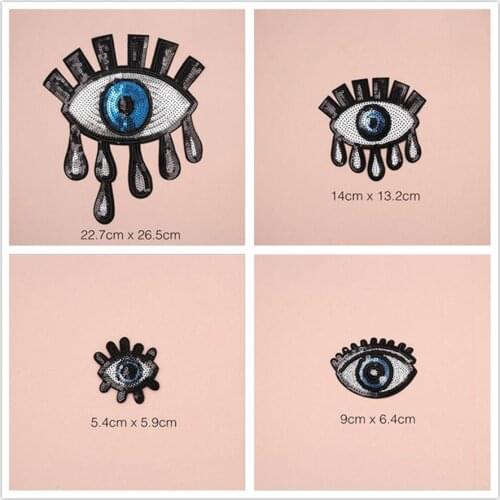 Beauty Eye Sequined Patches Cap Shoe Iron On Embroidered Appliques DIY Apparel Accessories Patch For Clothing Fabric Badge B52