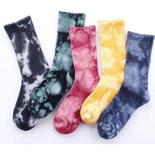Unisex Socks 2021 New Fashion Autumn Men Cotton Socks Funny Tie-Dyed Crew Socks Couples Middle Tube Breathable Casual Women