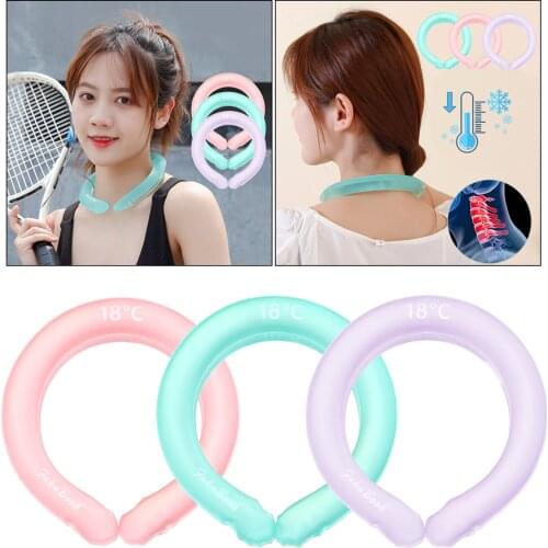 Summer Wearable Neck Cooling Tube Cold Gel Ice Pack Freeze Neck Cooler Reusable for Running Fishing Camping Outdoor Equipment