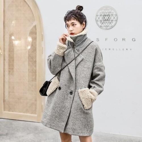 WEIHAOBANG 2021 New Autumn Winter Women Thick Lamb Wool Coat Ladys Trun-down Collar Long Sleeve Casual Warm Overcoat