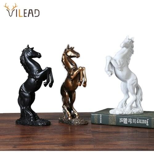 VILEAD Resin Creative Fighting Horse Sculpture Modern Decorative Cabinet Furnishings Ornaments Tabletop Living Room Decorations