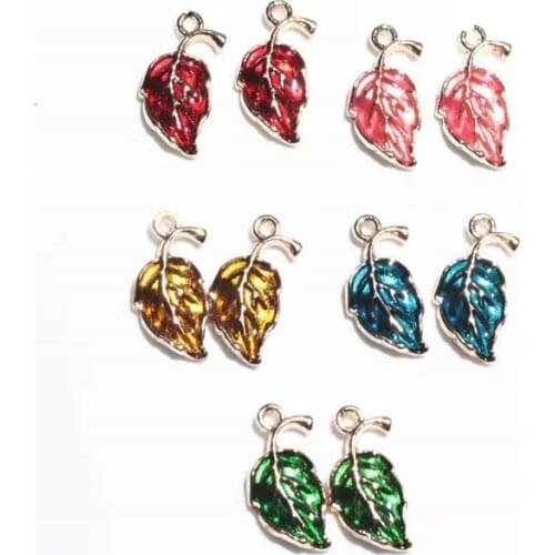 Transparent Leaves Pearlescent Oil Drop Oil Alloy Jewelry Accessories Rubber Band Earrings Pendant Pendant Explosion Wholesales