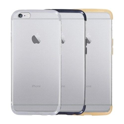 IPhone 6 Plus clear gel silicone case with metallic edge-4 colors