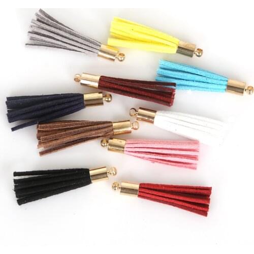 Multi Color/35mm 10pcs/Suede Tassel/ Gold Caps/DIY/ Charms/Leather Tassels/Decorative Pendant/ Earring,Phone,Crafts Decoration