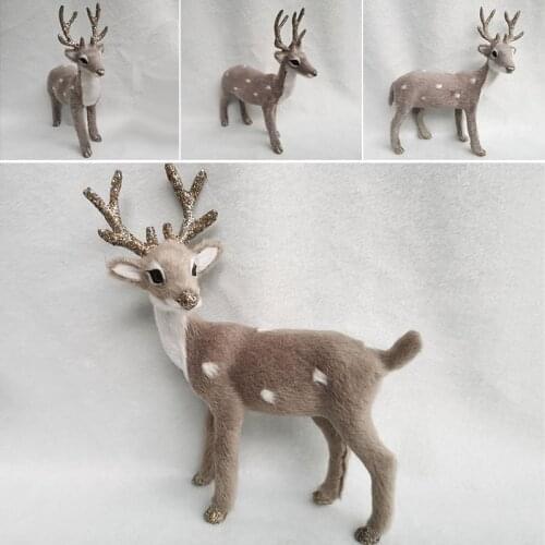 Christmas Xmas Elk Plush Simulation Deer For Home Christmas New Year Decor Ornament Kids Gift Photo Props Garden Miniatures Prop