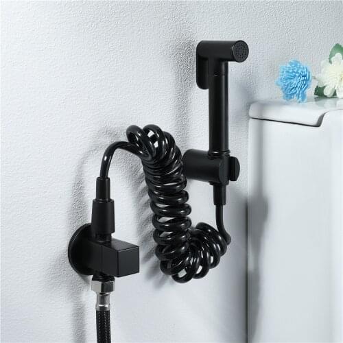Black Portable Bidet Sprayer Stainless Steel Toilet Bidet faucet Bathroom Shattaf Valve Jet Set enema shower for ass